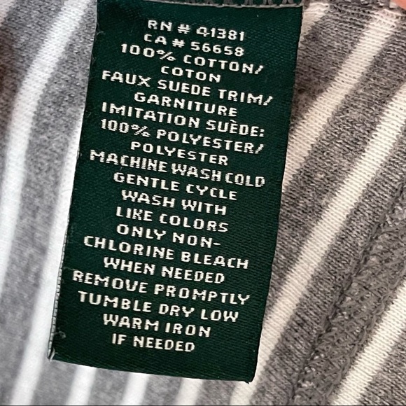 Lauren Ralph Lauren Long Sleeve Stripe Top with Brown Suede Elbow Patches size L - Picture 5 of 10